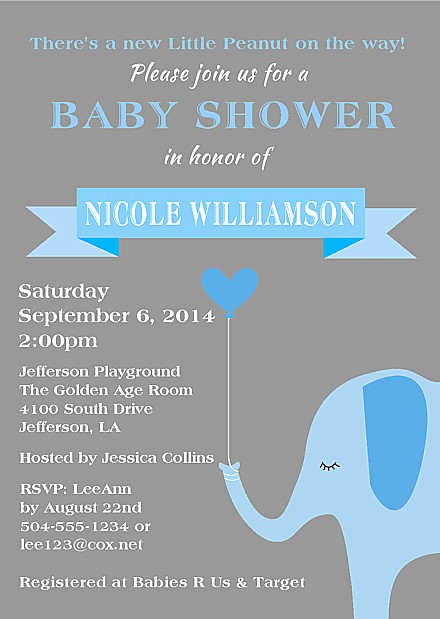 Elephant Boy Baby Shower Invitations | Baby Shower
