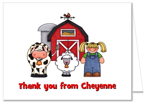 Farm Birthday Party on Farm Animals Birthday Party Thank You Note Cards Personalized Boy Girl