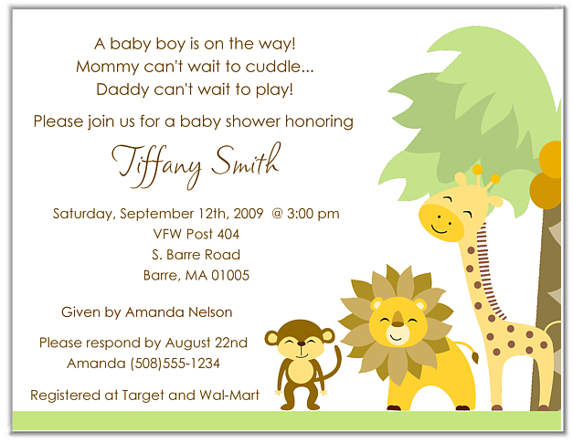 animals baby shower invitations jungle animals baby shower invitations ...