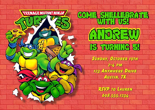 Teenage Mutant Ninja Turtles Birthday Party Invitations | Ninja Turtles