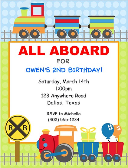 Choo Choo Train Birthday Party Invitations Train Kids Birthday