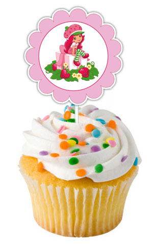 Set of 12 Strawberry Shortcake Themed Cupcake Toppers
