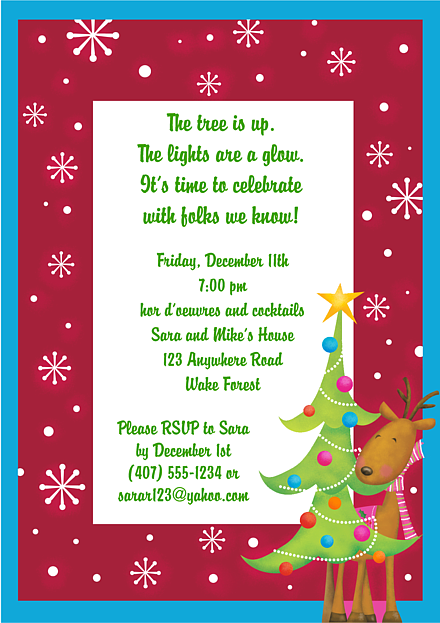 Christmas Reindeer Party Invitations