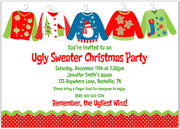 Ugliest Christmas Sweather Invitations 3