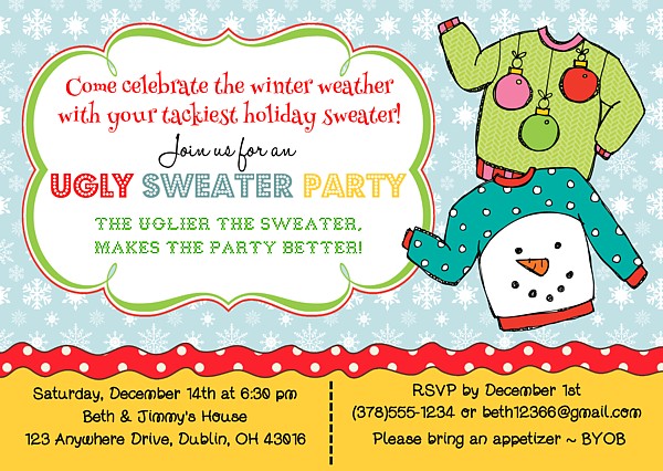 Holiday Ugly Sweater Christmas Party Invitations