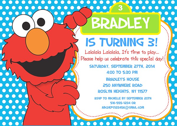 Elmo Birthday Party Invitations Sesame Street Kids Birthday