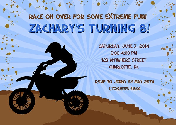 Dirt Bike Motocross Birthday Party Invitations Dirt Bike Kids Birthday