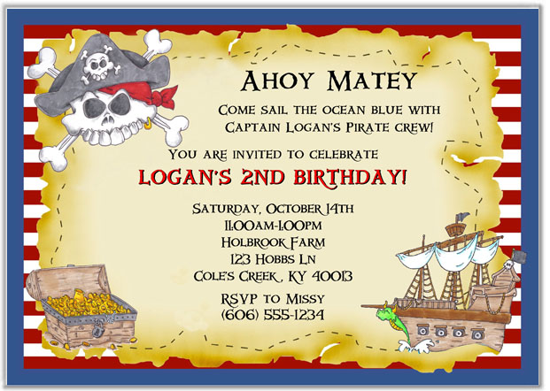 Invitation Cards Children's Birthday Party Children Birthday Pirate Invitations