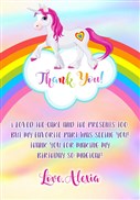 Rainbow Unicorn Thank You Cards
