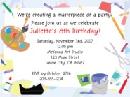 Arts and Crafts Birthday Party Invitations