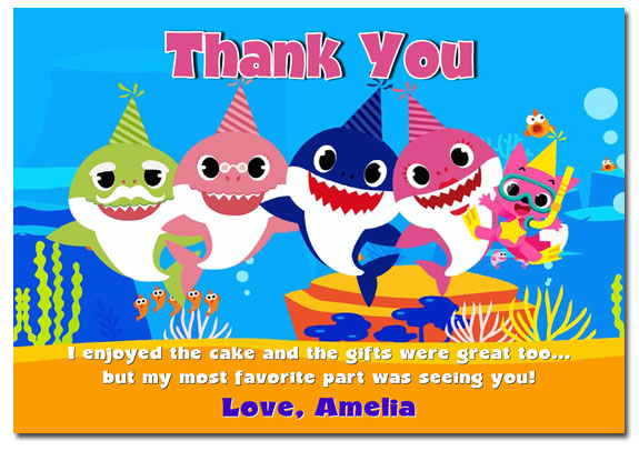 Baby Shark Thank You Cards