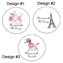 Pink Poodle in Paris Round Envelope Seals