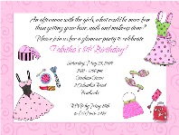 Glamour Girl Makeup Dress Up Birthday Party Invitations