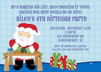Christmas Santa Claus Birthday Party Invitations