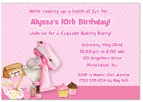Cooking Baking Birthday Party Invitations