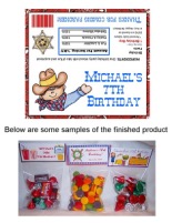 Cowboy Birthday Party Bag Toppers Favors w/Recloseable Bags