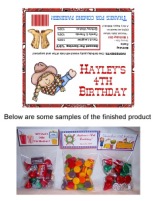 Cowgirl Birthday Party Bag Toppers w/Recloseable Bags Personalized