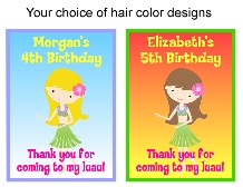 Hula Girl Luau Birthday Crayon Box Labels Favors