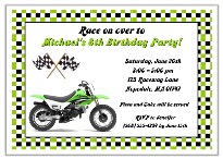 Dirt Bike Birthday Party Invitations Green