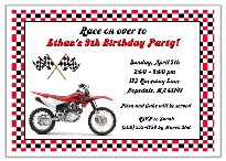 Dirt Bike Birthday Party Invitations Red