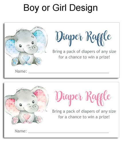 Elephant Baby Shower Diaper Raffle Tickets
