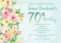 Floral 70th Birthday Party Invitations