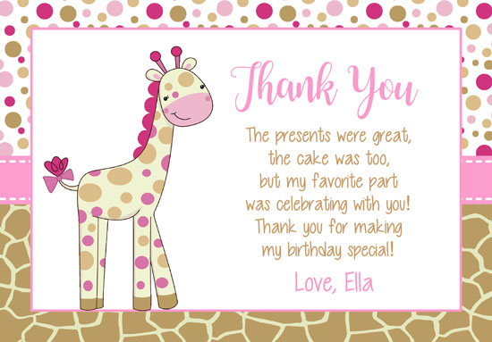 Giraffe Thank You Cards Personalized