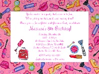 Glamour Girl Makeup Birthday Party Invitations