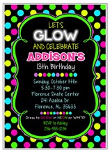 Neon Glow Birthday Party Invitations
