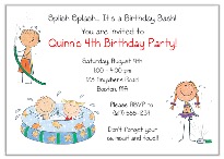 Swimming Kiddie Pool Party Birthday Invitations