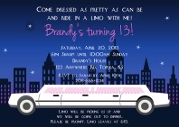 Limousine Limo Birthday Party Invitations Girl