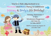 Mermaid and Pirate Birthday Party Invitations