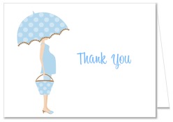 Mod Mom Trendy Boy Blue Baby Shower Thank You Note Cards