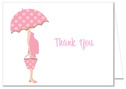 Mod Mom Trendy Girl Pink Baby Shower Thank You Note Cards