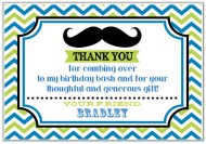 Mustache Thank You Cards Personalized