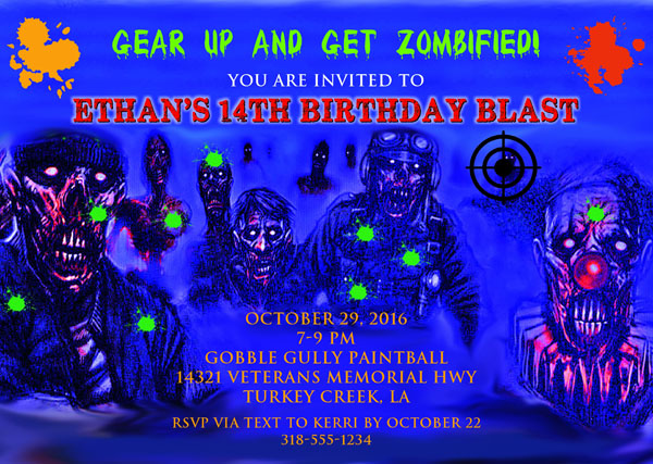 Zombie Paintball Invitations