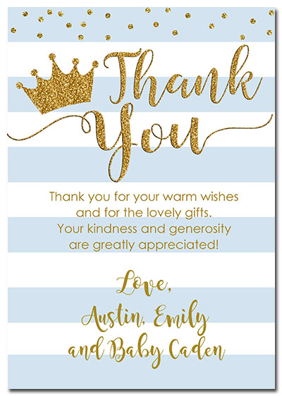 Prince Crown Baby Shower Thank You Cards