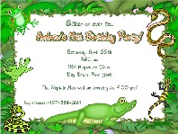 Reptile Alligator Birthday Party Invitations