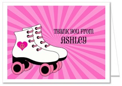 Roller Skating Birthday Party Thank You Note Cards