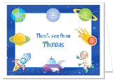 Space Astronaut Rocket Birthday Party Thank You Note Cards