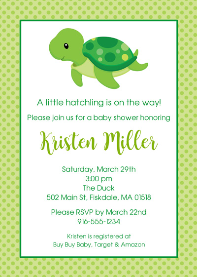 Turtle Baby Shower Invitations
