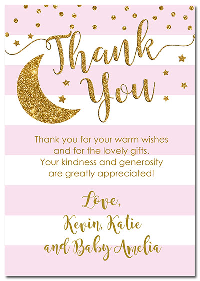 Twinkle Little Star Girl Baby Shower Thank You Cards