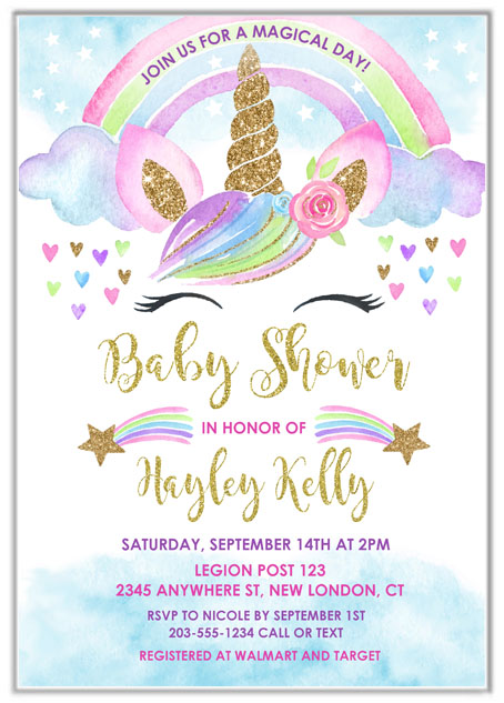 Unicorn Baby Shower Invitations