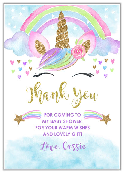 Unicorn Baby Shower Thank You Cards