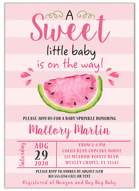Watermelon Baby Sprinkle Invitations